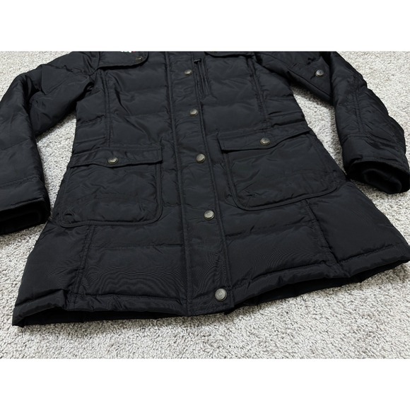 PAJAR Down Coat Puffer Jacket Hooded Pockets Global News Black Womens Medium - Picture 3 of 16